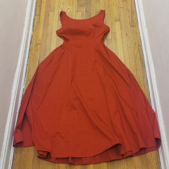 HELSA Stretch Cotton Sateen Dress Red - Picture 4 of 9